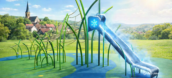 Toboggan thermorégulé avec système de refroidissement par eau : l’innovation Spiel-Bau distribuée par Pro Urba